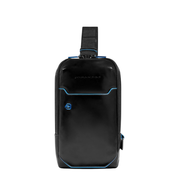 Рюкзак слинг мужской PIQUADRO BLUE SQUARE черный кожа CA6898B2/N
